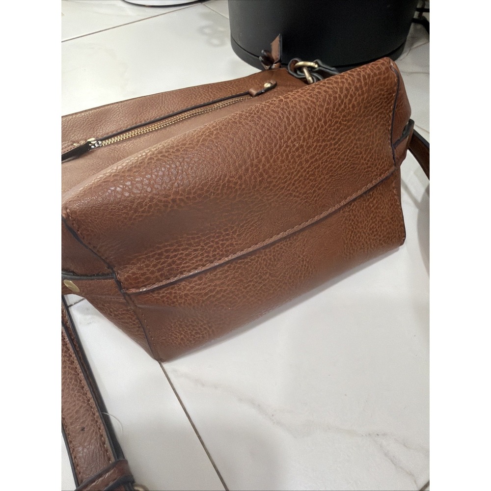 NWT ND Womens Leather Shoulder Bucket Bag Cognac Brown Bucket From Belk - Picture 11 of 13